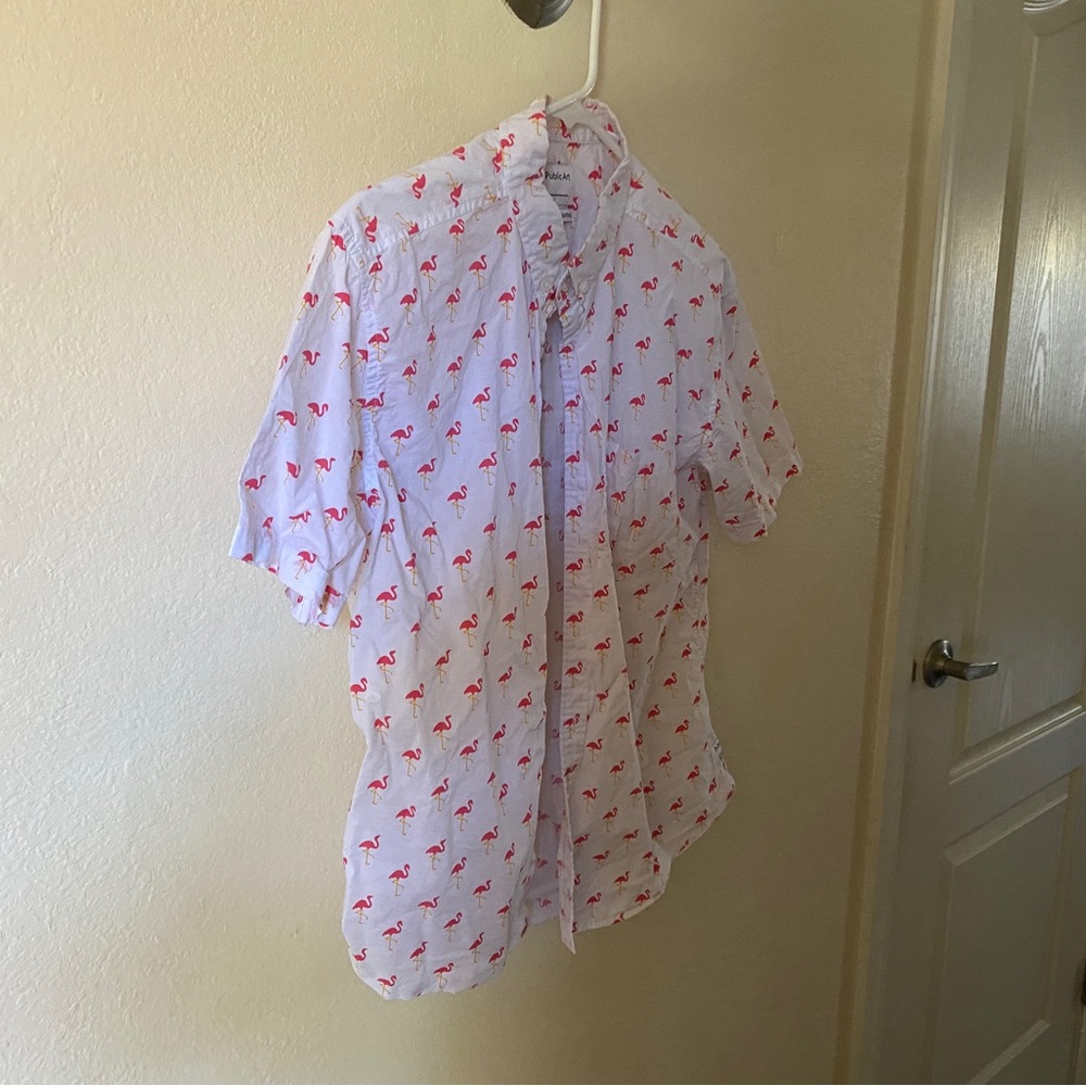 Mens Medium Flamingo Print Shirt